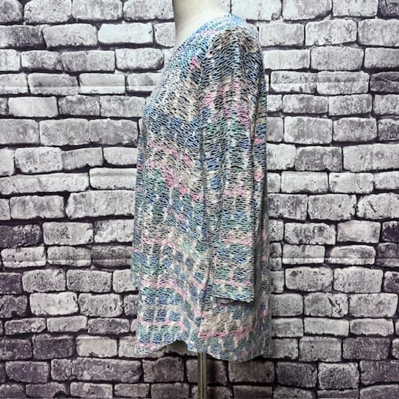 Alfred Dunner White, Green & Blue Asymmetrical Hem Blouse Size 1X - Picture 3 of 8